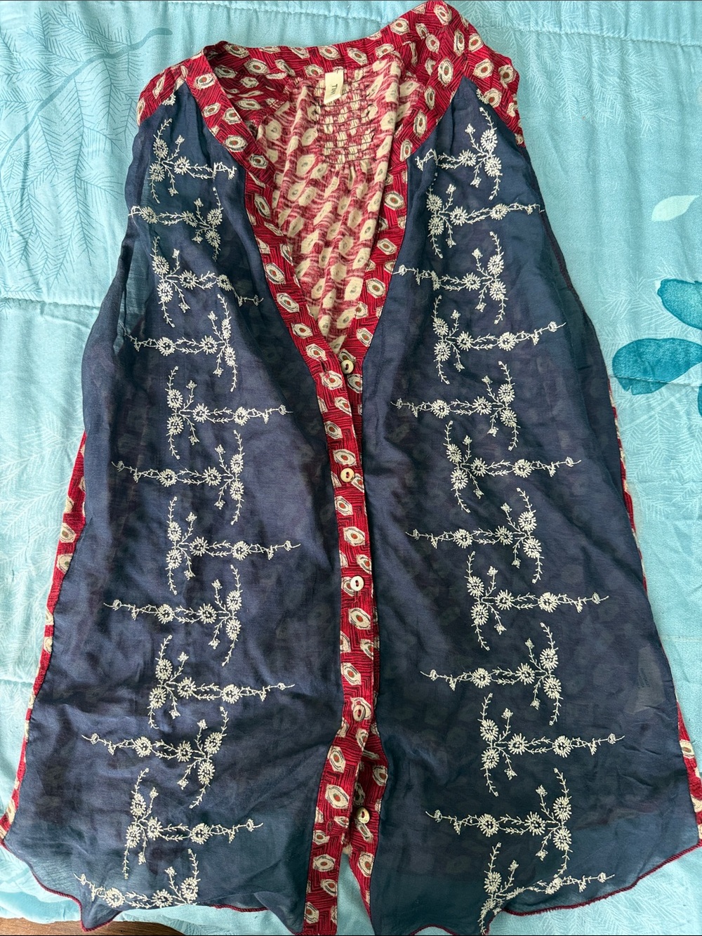 Anthropologie | Embroidered Button Front Tank